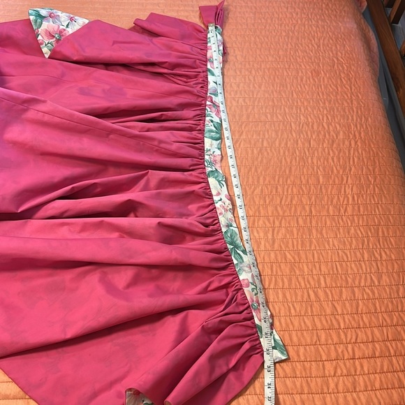 Vintage 80s Handmade Detachable Peplum Overskirt Floral Pink High-Low Skirt sz M - Picture 13 of 16